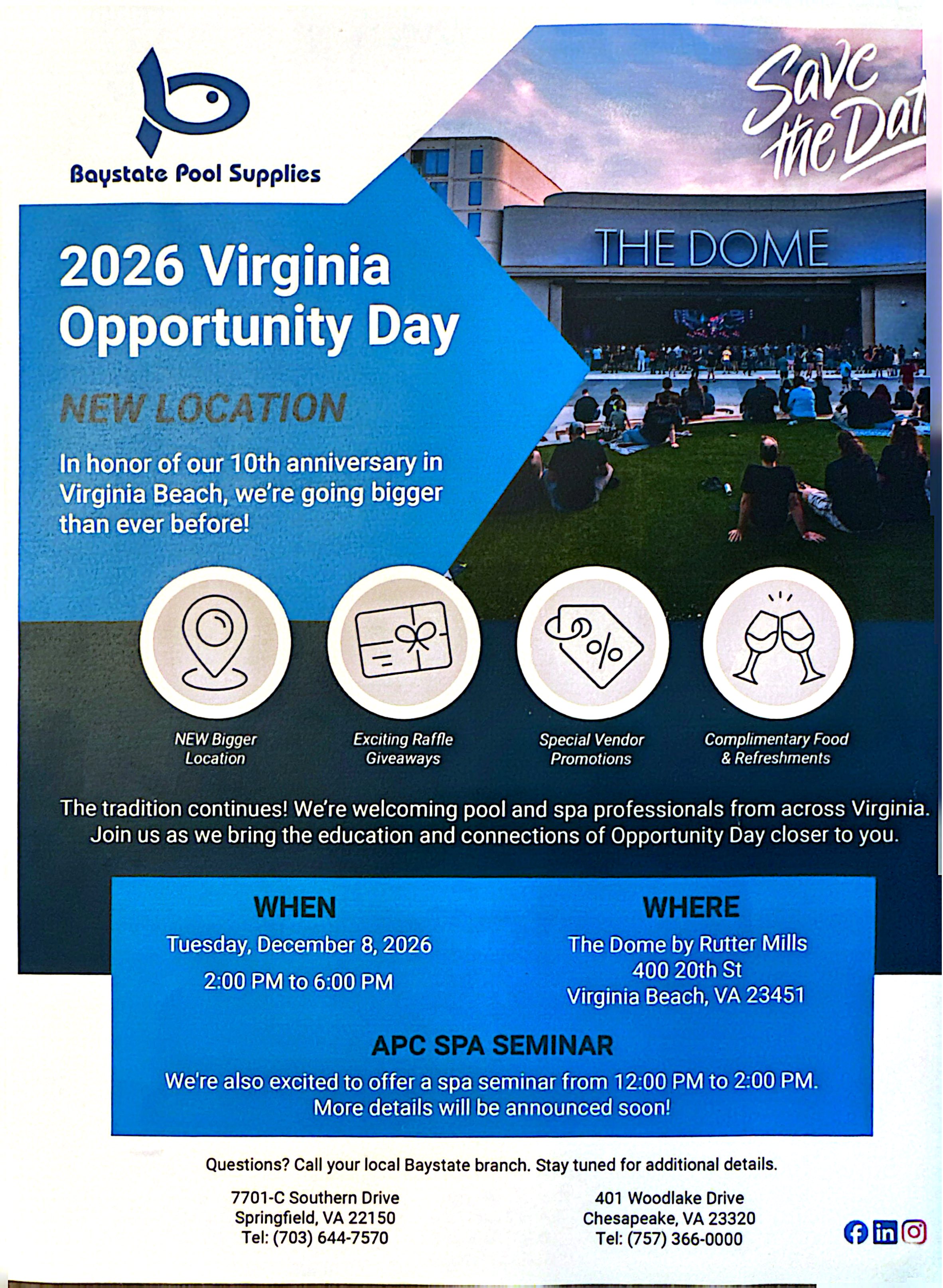 2026 Virginia Opportunity Day — Baystate Pool Supplies, The Dome by Rutter Mills, Virginia Beach